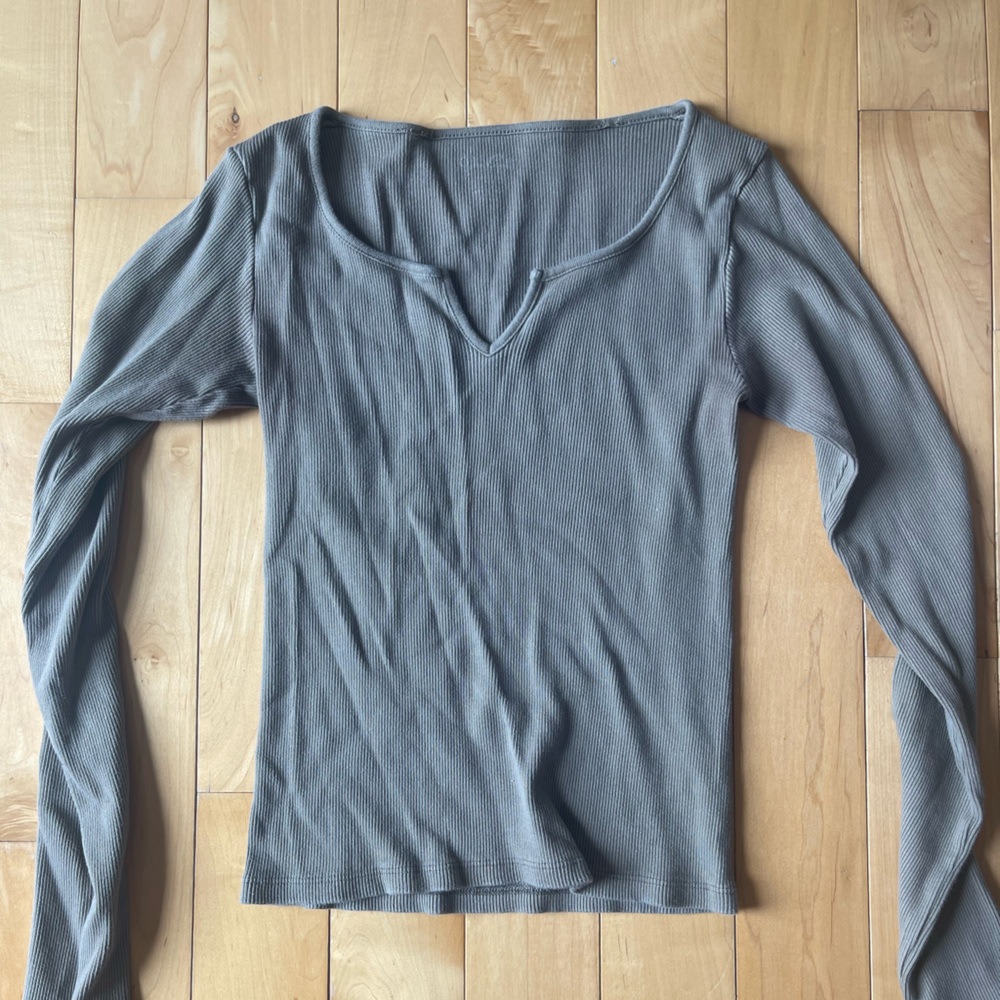 Light Brown John Galt Long Sleeve Ribbed Top